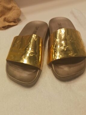 Cape Robbin Metallic Gold Slide Sandals